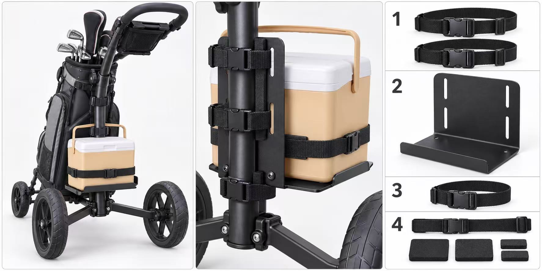 6-can golf push cart hard cooler mount concept