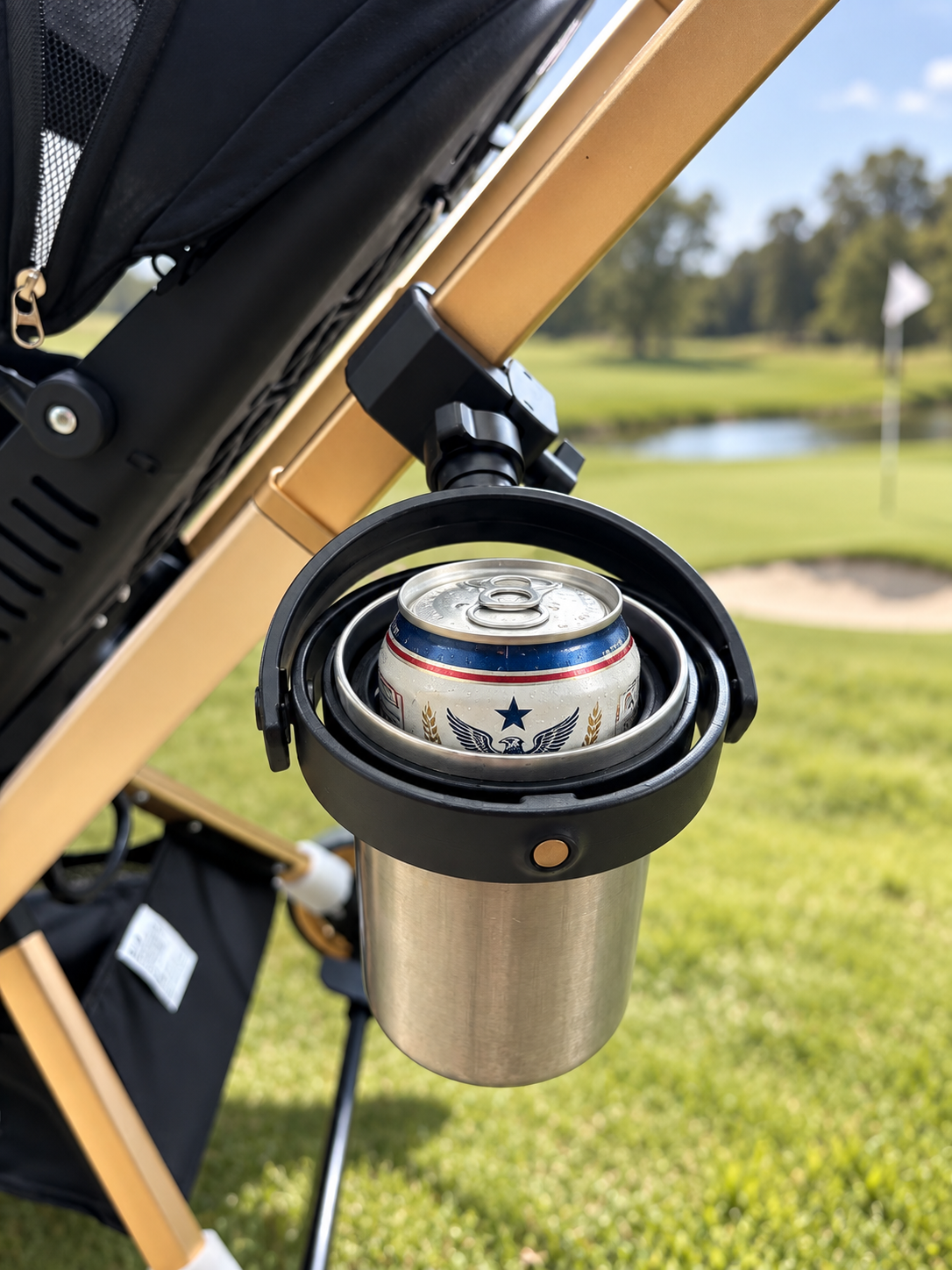How to Hold Your Beer on a Golf Push Cart Without Spilling It